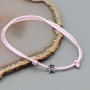 Jewelry star pink silver string bracelet adjustable fashion delicate brand new